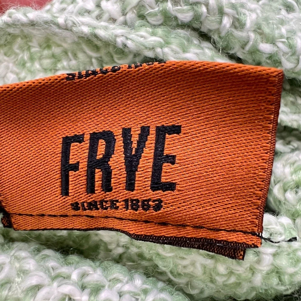 Frye‎ Oversized Marbled Throw Blanket Woven with Fringe Green 50 x 70 NEW Soft